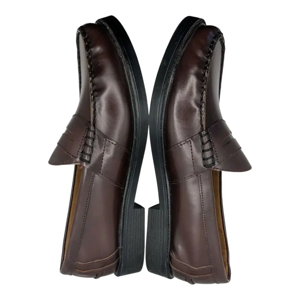 NUNN BUSH Men's Lincoln Moc Toe Penny Loafer Shoes Burgundy Brown Leather 13